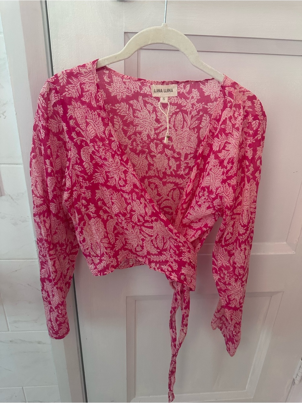 Lluna Lena Pink Floral Wrap Crop Top